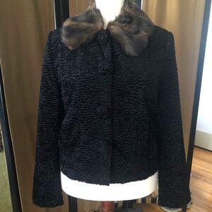 Faux Fur Collar Acetate Velour Evening Coat